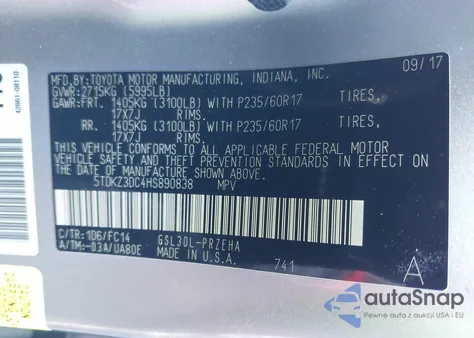 2017 Toyota Sienna Le 8 Passenger from USA, damaged, VIN 5TDKZ3DC4HS890838